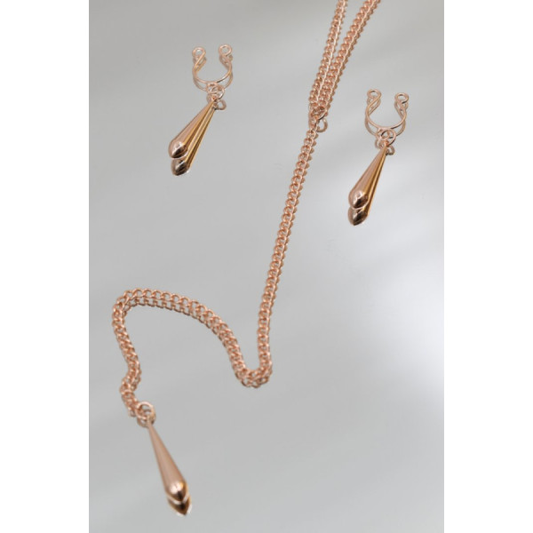 bijoux de corps, pinces de seins goutte et tour de cou chainette 